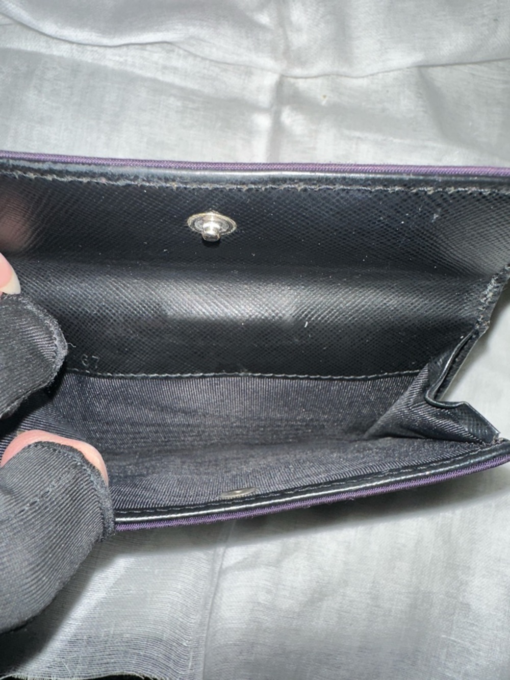 Prada Purple Nylon Triangular Logo Wallet with Silver/Gold Hardware - Picture 9 of 13
